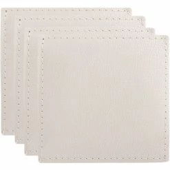 Discount 🔔 Maxwell and Williams Table Accents Leather Look Cowhide Coaster 10x10cm Set of 4 Ivory 🔥