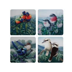 Best Sale 🛒 Maxwell and Williams Birds of Australia KC 10yr Anniversary Cork Back Coaster 10.5cm Set of 4 Assorted Gift Boxed 👏