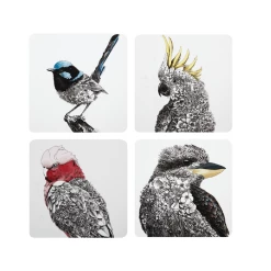 Budget 👍 Maxwell and Williams Marini Ferlazzo Birds of Australia Cork Back Coaster 10.5cm Set of 4 Assorted Gift Boxed 🤩