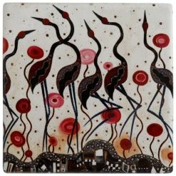 Brand new 🎁 Maxwell and Williams Melanie Hava Ceramic Square Coaster 10cm - Brolgas 🔥