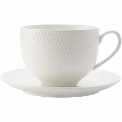 New 😉 Maxwell and Williams White Basics Diamonds Tea Cup And Saucer 220ml 🤩