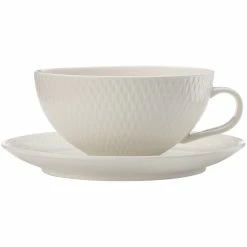 Discount 🧨 Maxwell and Williams White Basics Diamonds Tea Cup And Saucer Low 250ml 🌟