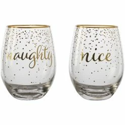 Hot Sale 🥰 Maxwell and Williams Celebrations Stemless Glass 500ml Set of 2 Naughty Nice Gift Boxed ❤️