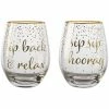 Discount 🔔 Maxwell and Williams Celebrations Stemless Glass 500ml Set of 2 Relax Hooray Gift Boxed 😉