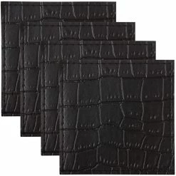 Flash Sale 🥰 Maxwell and Williams Table Accents Leather Look Alligator Coaster 10x10cm Set of 4 Black 🤩