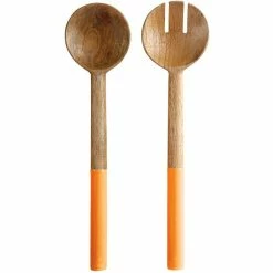 New 🤩 Maxwell and Williams Mezze Salad Servers Mango Wood 31cm Ochre - 31cm / Ochre 👍