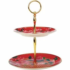 Flash Sale ✨ Maxwell and Williams Teas And CS Silk Road 2 Tiered Cake Stand Cherry Red 👏