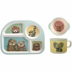 Flash Sale 🧨 Maxwell and Williams Marini Ferlazzo Wild Planet Childrens Bamboo 3 Piece Dinner Set 🤩