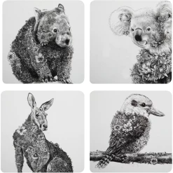 Wholesale 🛒 Maxwell and Williams Marini Ferlazzo Animals of Australia Cork Back Coaster 10.5cm Set of 4 Assorted Gift Boxed 😍