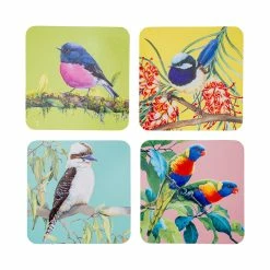 Wholesale 🤩 Maxwell and Williams Katherine Castle Bird Talk Cork Back Coaster 10.5cm Set of 4 Assorted Gift Boxed ❤️