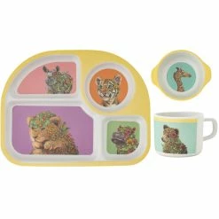 Wholesale 🔥 Maxwell and Williams Marini Ferlazzo Wild Planet Childrens Bamboo 3pc Dinner Set Yellow Gift Boxed 🤩