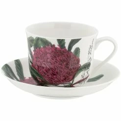 Deals 🔔 Maxwell and Williams Royal Botanic Gardens Australian Botanics Breakfast Cup & Saucer 450ML Telopea Gift Boxed 😍