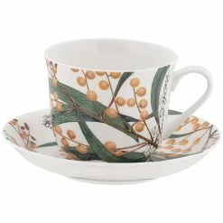 Discount 🎉 Maxwell and Williams Royal Botanic Gardens Australian Botanics Breakfast Cup & Saucer 450ML Wattle Gift Boxed 👏