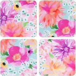 Outlet 😀 Maxwell and Williams Teas and Cs Dahlia Daze Cork Back Coaster Set of 4 10.5cm Assorted Gift Boxed ⌛