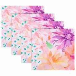 New 🔔 Maxwell and Williams Teas and Cs Dahlia Daze Cotton Napkin Set of 4 45x45cm Pink 🔔